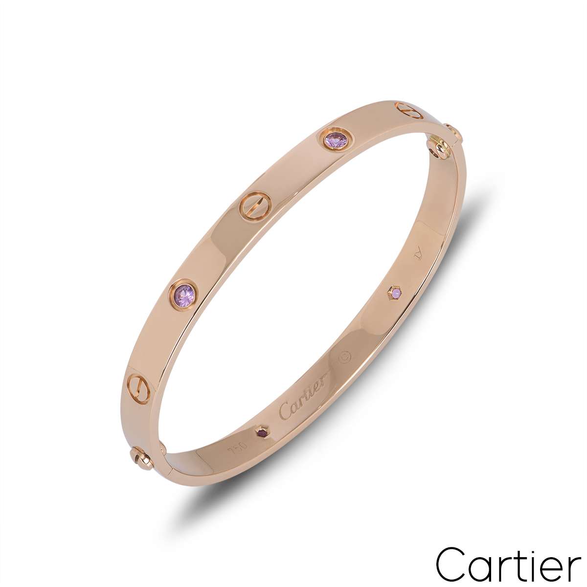 Cartier Rose Gold Pink Sapphire Love Bracelet Size 18 B60311118